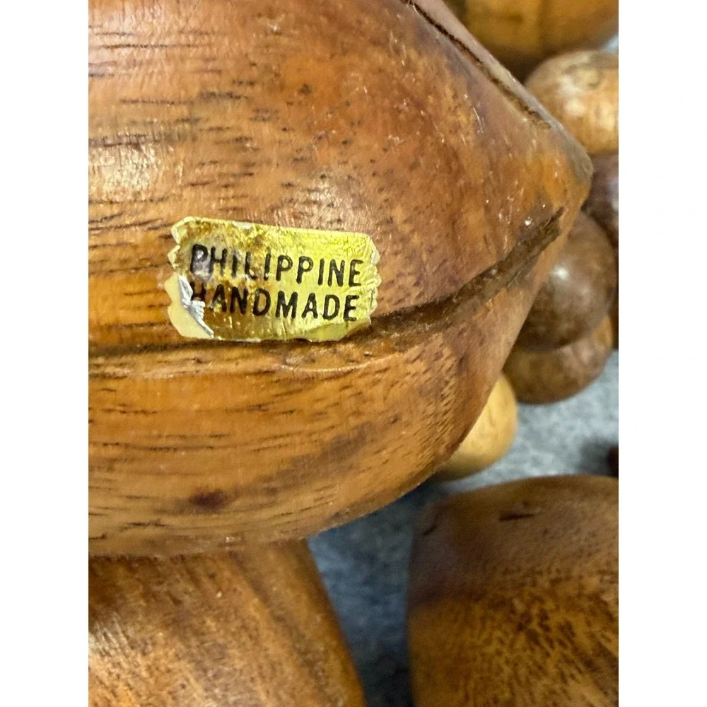 Vintage Hand Carved Assorted Wooden Fruit 9 pieces Philippines‎